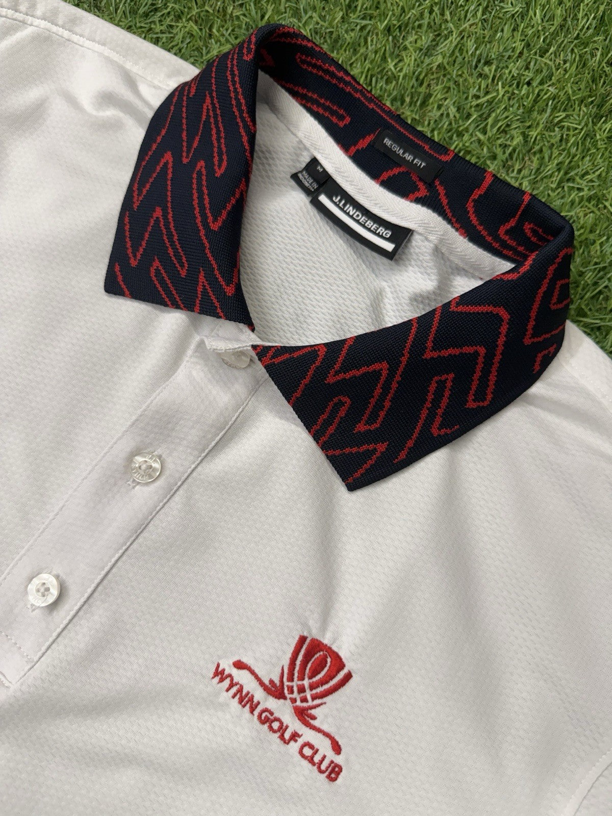 J.Lindeberg Karter Men’s Golf Polo Wynn Golf Club | Medium | White Performance
