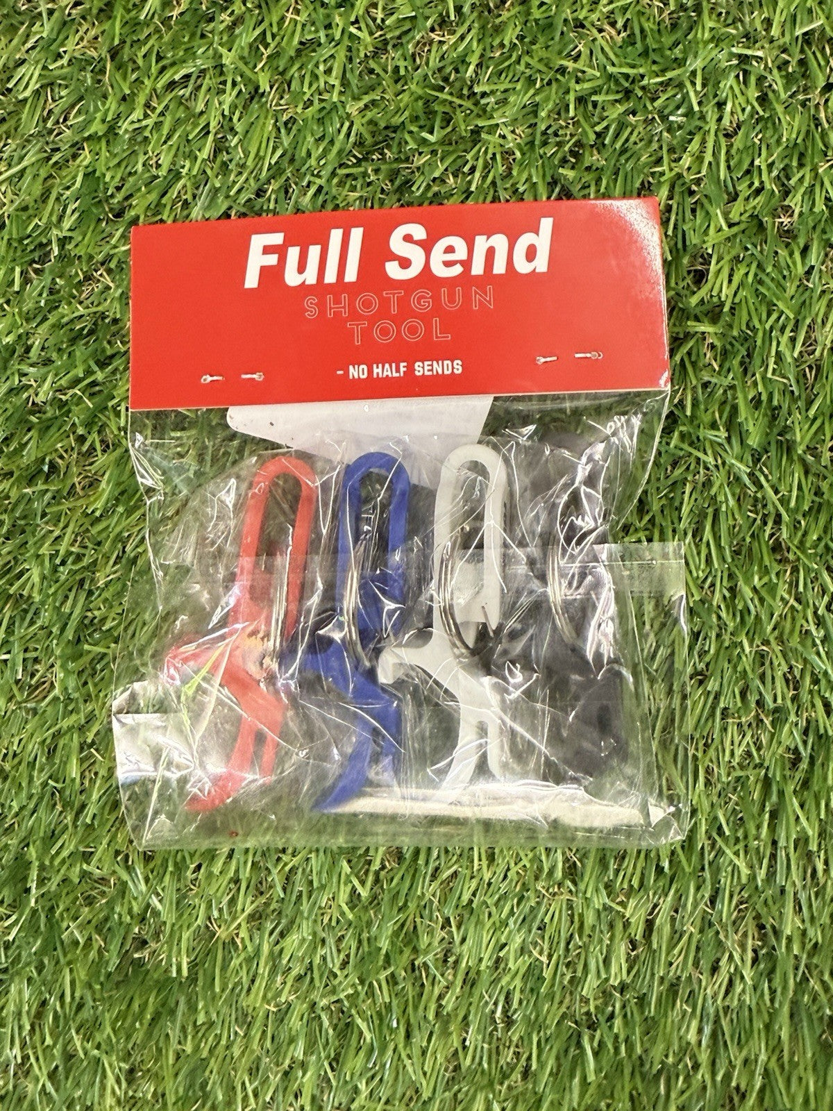 Full Send Nelk Boys 4-Pack Shotgun Tool Keychains | Red Black Blue White Opener