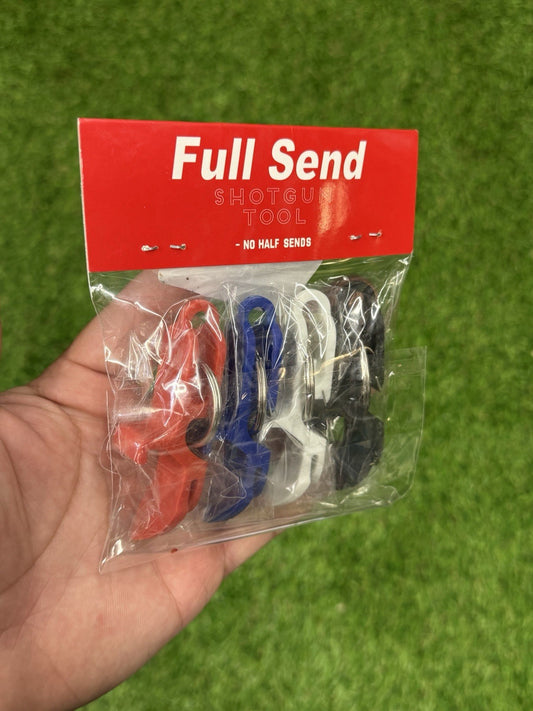 Full Send Nelk Boys 4-Pack Shotgun Tool Keychains | Red Black Blue White Opener